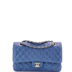 Chanel Medium Classic Double Flap Bag Quilted Iridescent Caviar